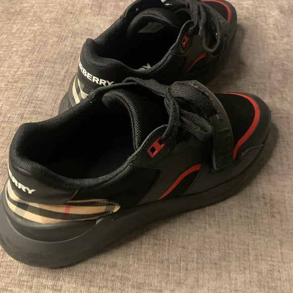 Burberry Check Suede Leather Sneakers - Picture 1 of 3